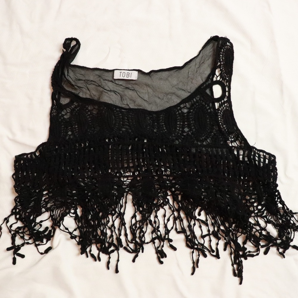 Mesh & Knitted Cropped Tank Top - Cover Up
